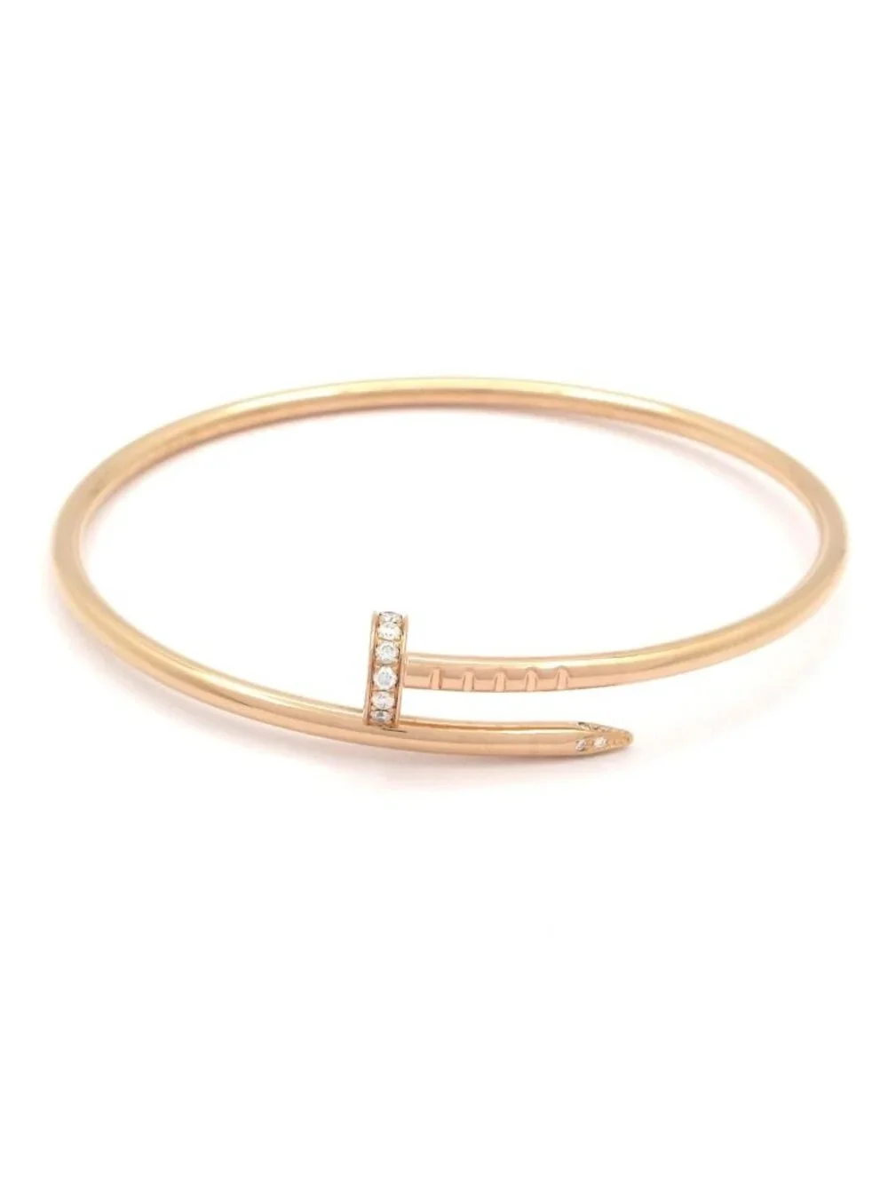 Cartier Bangle Juste un Clou SM 18k Pink Gold Diamond Total 0.18 Carat Bracelet